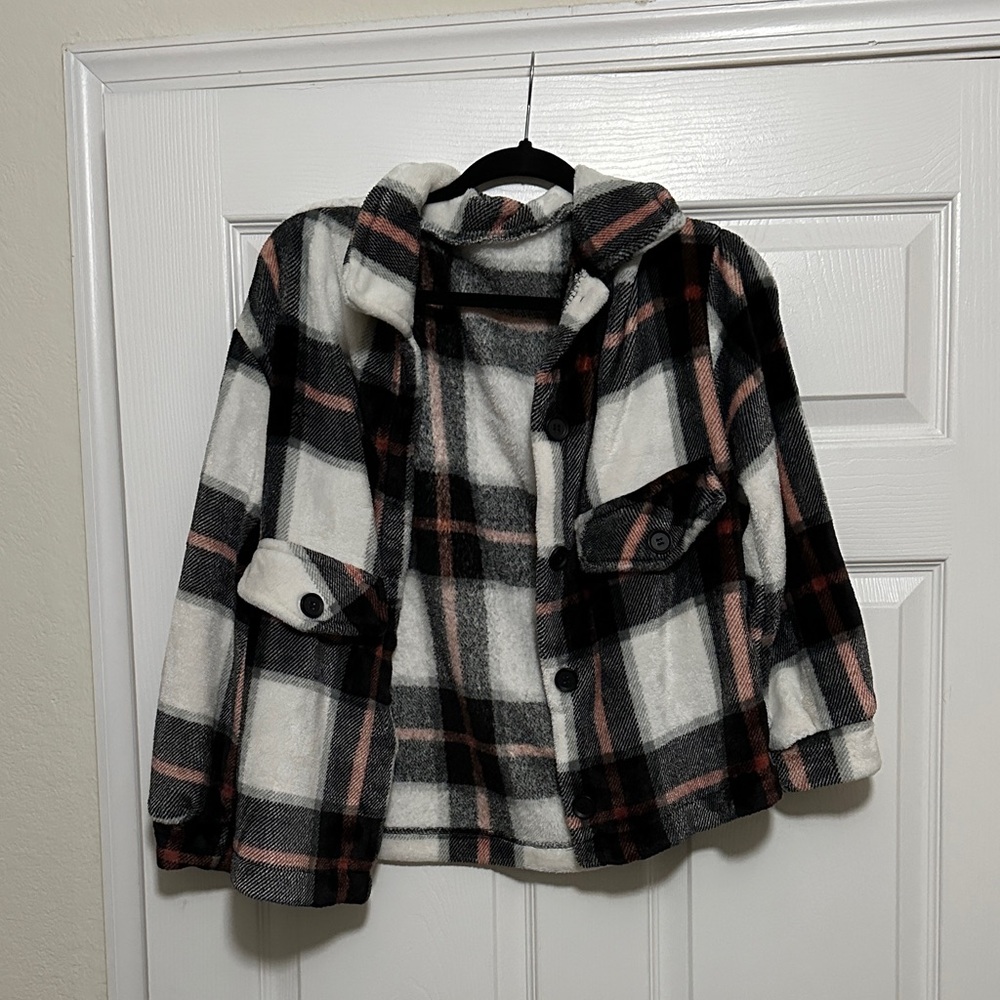 Fuzzy Plaid Jacket